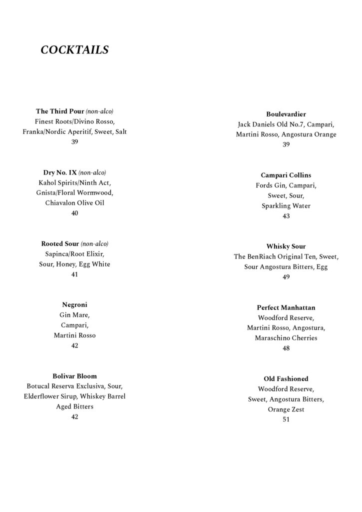 Karta ginów i koktaili na bazie ginu